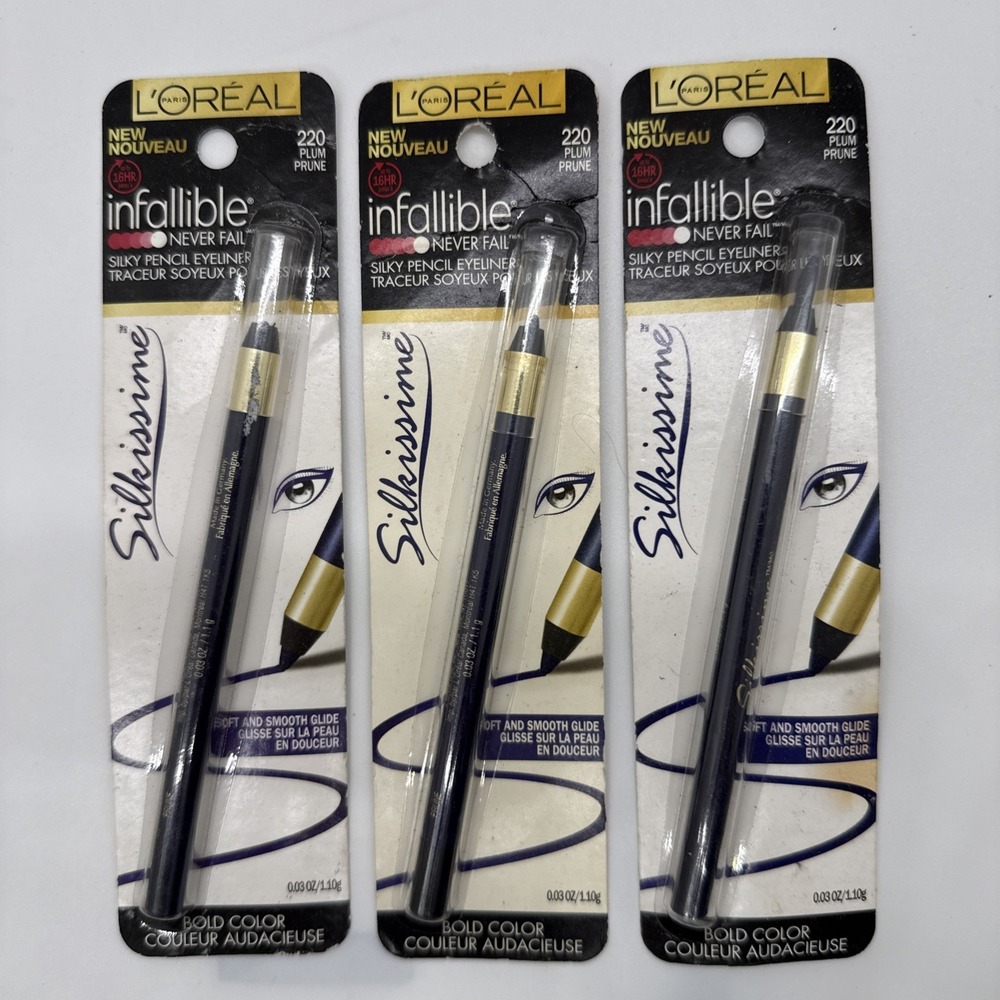 Lot X 3 Loreal Infallible Never Fail Silkissime 220 Plum Prune Eyeliner